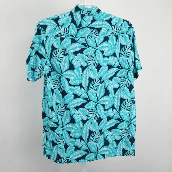 Kenny Flowers Shirt Mens 2XL Blue Floral Rayon Short Sleeve Button Up Island